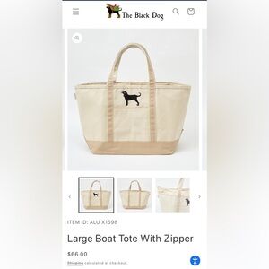 The Black Dog Canvas Tote - Cream and Tan